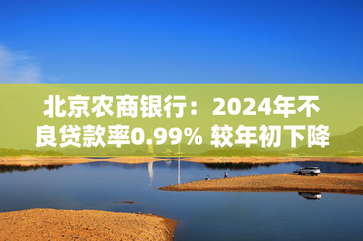 北京农商银行：2024年不良贷款率0.99% 较年初下降0.13个百分点